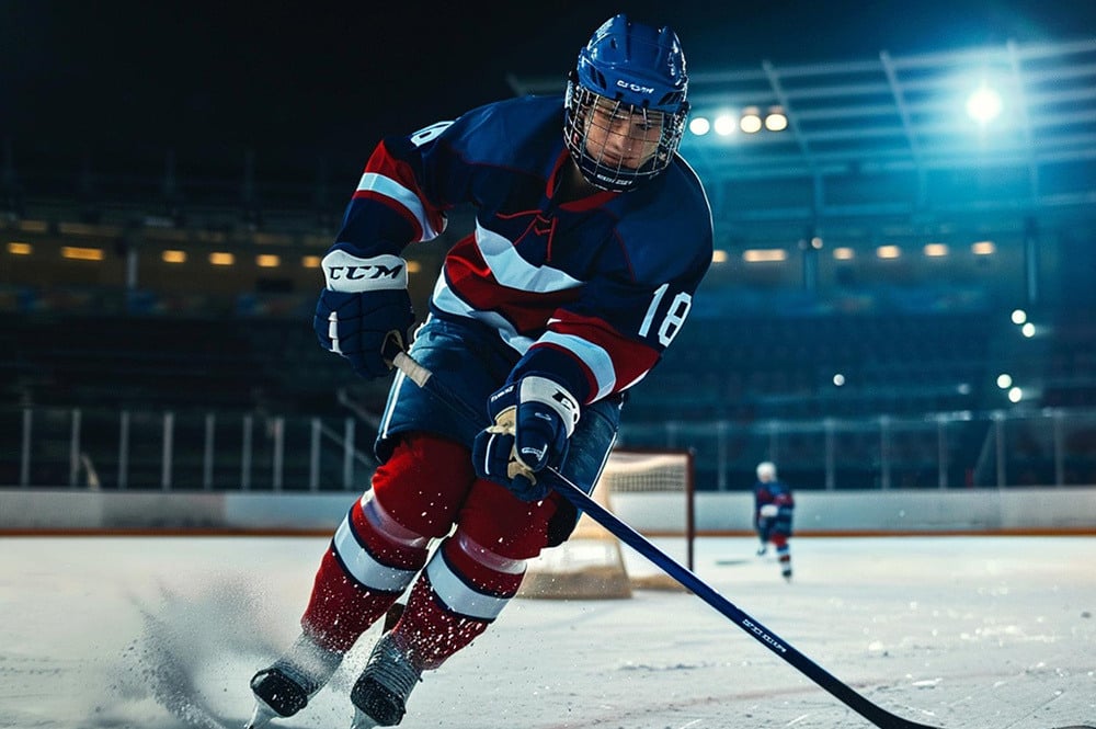 man playing hockey